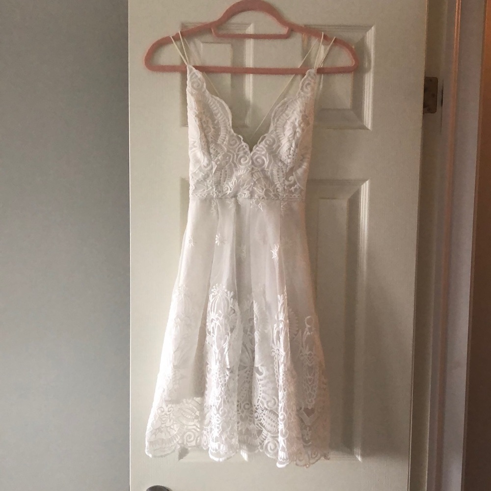 White, lace dress.
